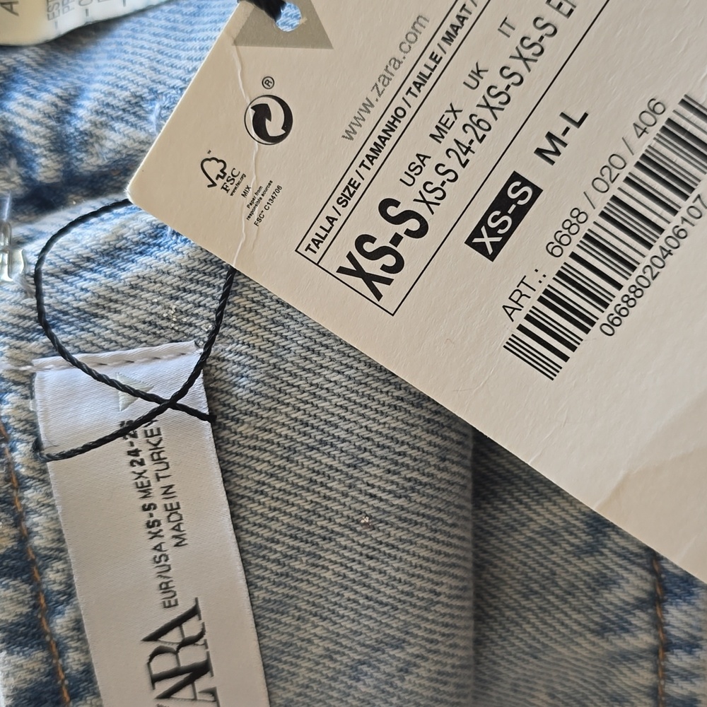 Zara SEQUINNED FOIL DENIM CROP TOP - Picture 7 of 8